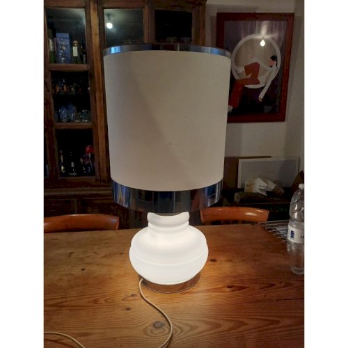 Lampe Vintage des Années 70 Opaline Blanche