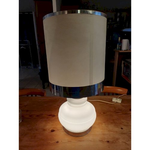 Lampe Vintage des Années 70 Opaline Blanche
