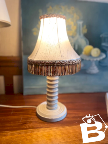 Lampe vintage en bois tourné
