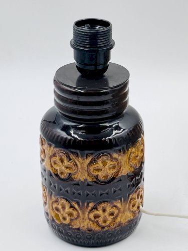 Lampe vintage en céramique relief et abat-jour laine