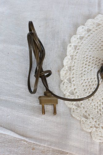 Lampe vintage en métal doré - Abat-jour tulipe