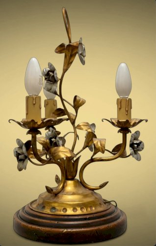 Lampe vintage florentine Rivolta Paralumi Milano – métal doré & argenté – Italie