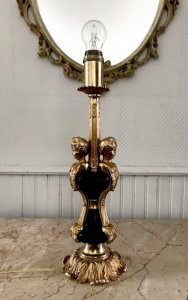 Lampe vintage or et noire style Empire, luminaire ancien