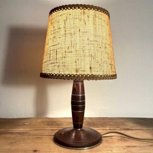 Lampe vintage pied bois