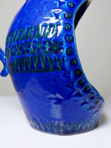 Lanterne bougeoir céramique années 50 Bitossi Rimini Blue par Aldo Londi