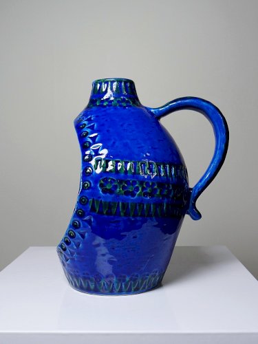 Lanterne bougeoir céramique années 50 Bitossi Rimini Blue par Aldo Londi