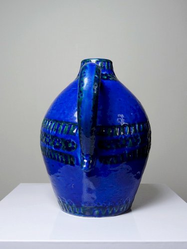 Lanterne bougeoir céramique années 50 Bitossi Rimini Blue par Aldo Londi