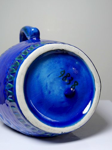 Lanterne bougeoir céramique années 50 Bitossi Rimini Blue par Aldo Londi