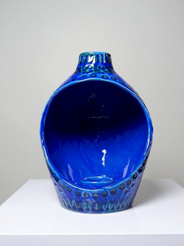 Lanterne bougeoir céramique années 50 Bitossi Rimini Blue par Aldo Londi