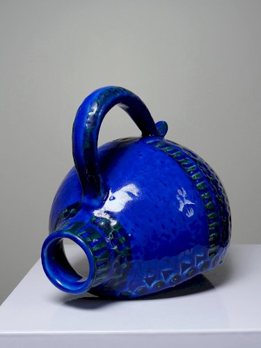Lanterne bougeoir céramique années 50 Bitossi Rimini Blue par Aldo Londi