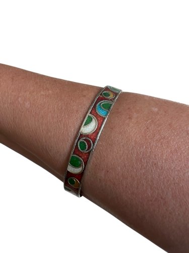 Large Bracelet Femme  jonc émaillée style art déco vintage ancien