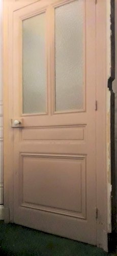 Large porte 96x219 ancienne vitrée imposte avec son chambranle 122x295(châssis, cadre, bâti)