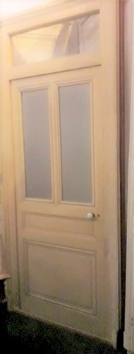 Large porte 96x219 ancienne vitrée imposte avec son chambranle 122x295(châssis, cadre, bâti)
