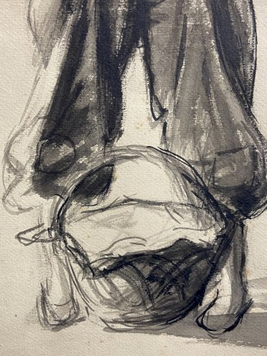 Lavis d'encre Espagne 1930 signé au jeune "gavroche" espagnol