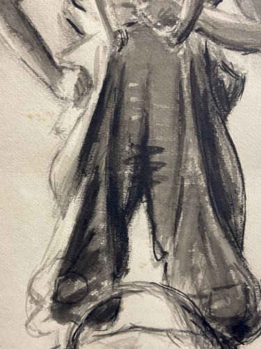 Lavis d'encre Espagne 1930 signé au jeune "gavroche" espagnol