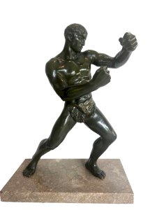 "Le Boxeur "Groupe en bronze a patine brun vert  XX siècle