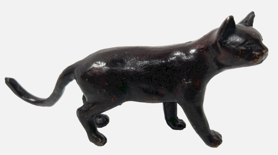 " Le Chat " groupe en bronze a patine brune XX siècle