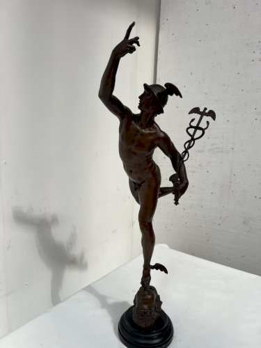 "Le Dieu Mercure " Groupe en bronze a patine brune XIX siècle