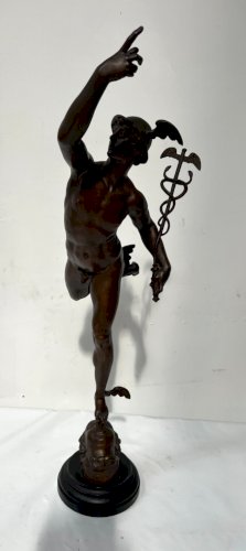 "Le Dieu Mercure " Groupe en bronze a patine brune XIX siècle