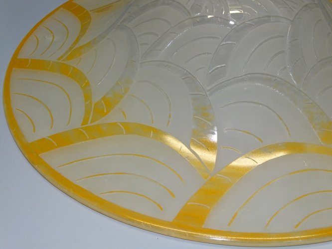 -LE VERRE FRANCAIS BELLE COUPE DE LUSTRE PATE de VERRE ART DECO SUSPENSION