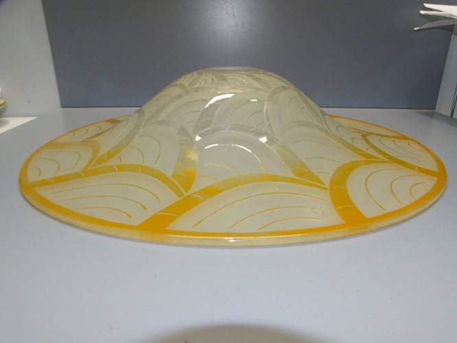 -LE VERRE FRANCAIS BELLE COUPE DE LUSTRE PATE de VERRE ART DECO SUSPENSION