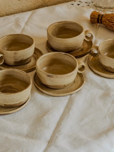 Léandre, le service à café 13 pièces en grès N°194