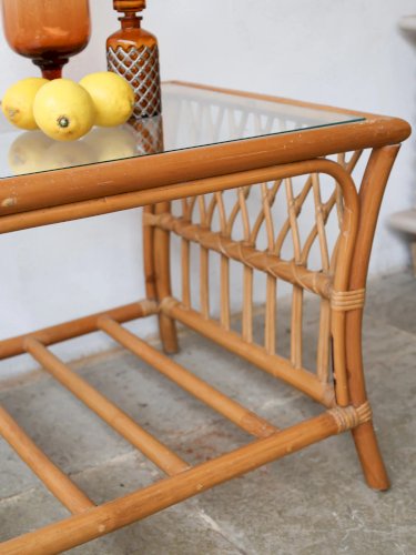 Léonie, la table basse en bambou et verre N°463