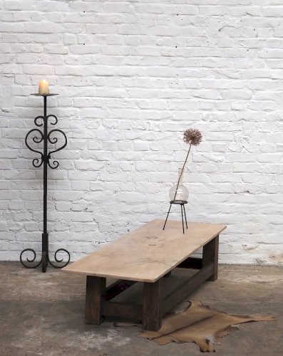 Léonie, la table basse en bois et marbre N°468