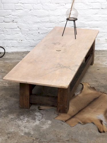 Léonie, la table basse en bois et marbre N°468