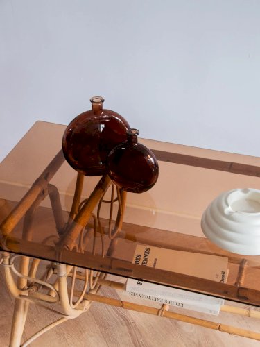 Léonie, la table basse en rotin et verre N°266