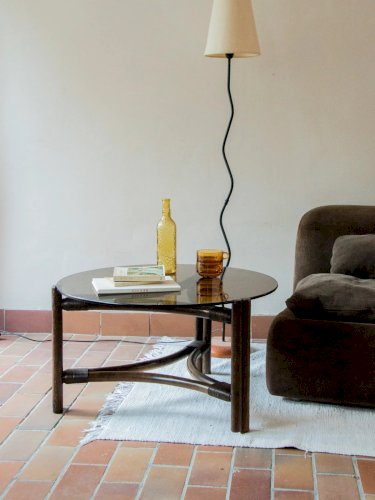 Léonie, la table basse en rotin et verre N°307