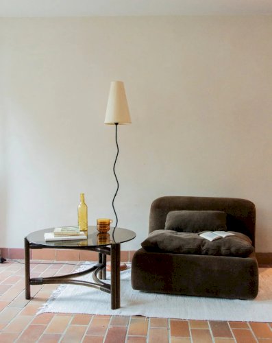 Léonie, la table basse en rotin et verre N°307