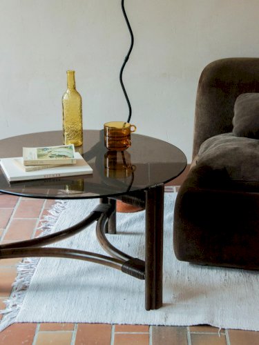 Léonie, la table basse en rotin et verre N°307