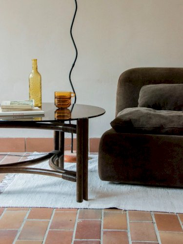 Léonie, la table basse en rotin et verre N°307