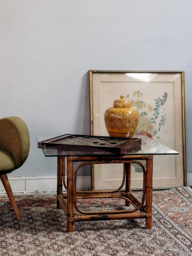 Léonie, la table basse en rotin et verre N°363