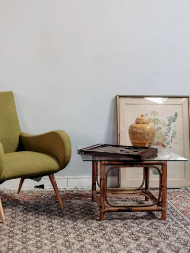 Léonie, la table basse en rotin et verre N°363