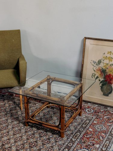 Léonie, la table basse en rotin et verre N°363