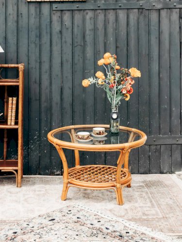 Léonie, la table basse en rotin N°252