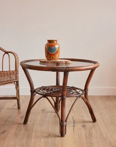 Léonie, la table basse en rotin N°337