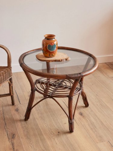 Léonie, la table basse en rotin N°337