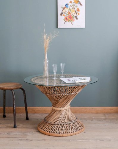 Léonie, la table basse en rotin N°346