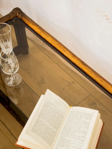 Léonie, la table basse en verre et rotin N°454