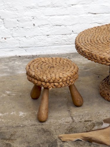 Léonie, l'ensemble table et tabouret en cordage N°445