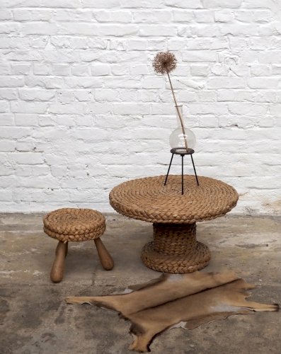Léonie, l'ensemble table et tabouret en cordage N°445