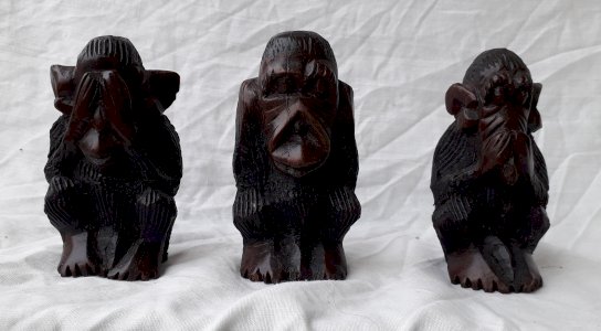 The three monkeys of wisdom.