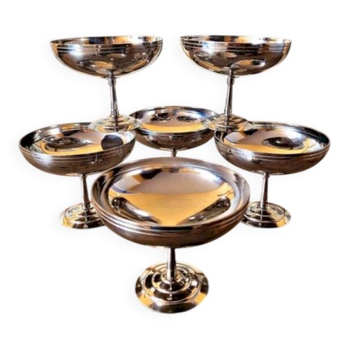 Letang Rémy : 6 larges coupes inox pour glace / dessert / apéritif