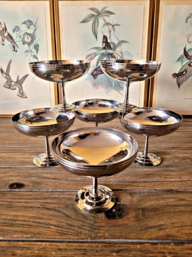 Letang Rémy : 6 larges coupes inox pour glace / dessert / apéritif