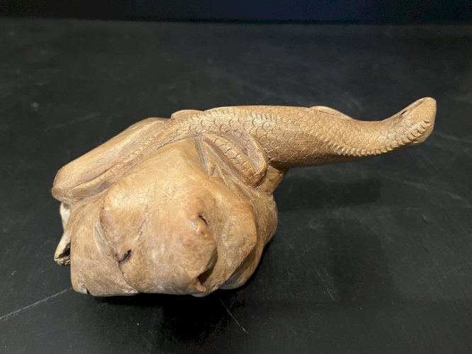 lézard varan  en bois racine d'arbre sculpté sculpture artisanat Asie curiosité