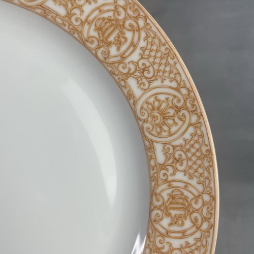 LIMOGES Christian DIOR Grand Salon 6 assiettes à dessert décor orangé ~21.5cm