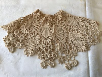 Antique Linen Baby Collar Embroidered with Lace 1800/1900 Napoleon III